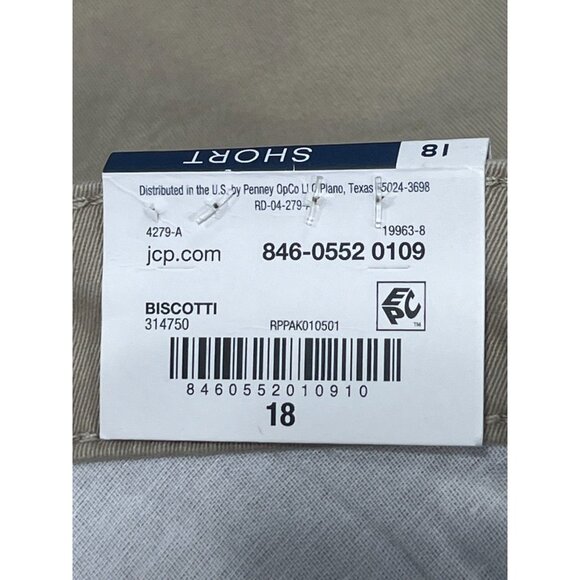 St. John's Bay - Women's Mid Rise 5" Inseam Chino Short - Beige -18 - Picture 10 of 16